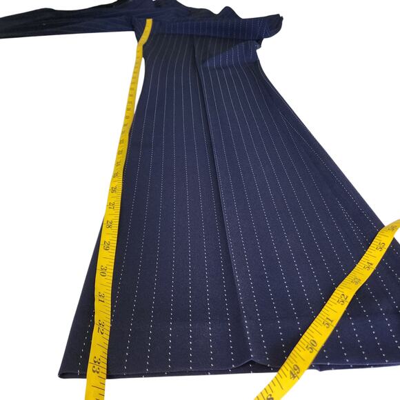 Calvin Klein Womens Pinstripe Wide Leg Dress Pants Side Zip Size 8 Navy White - Picture 13 of 14